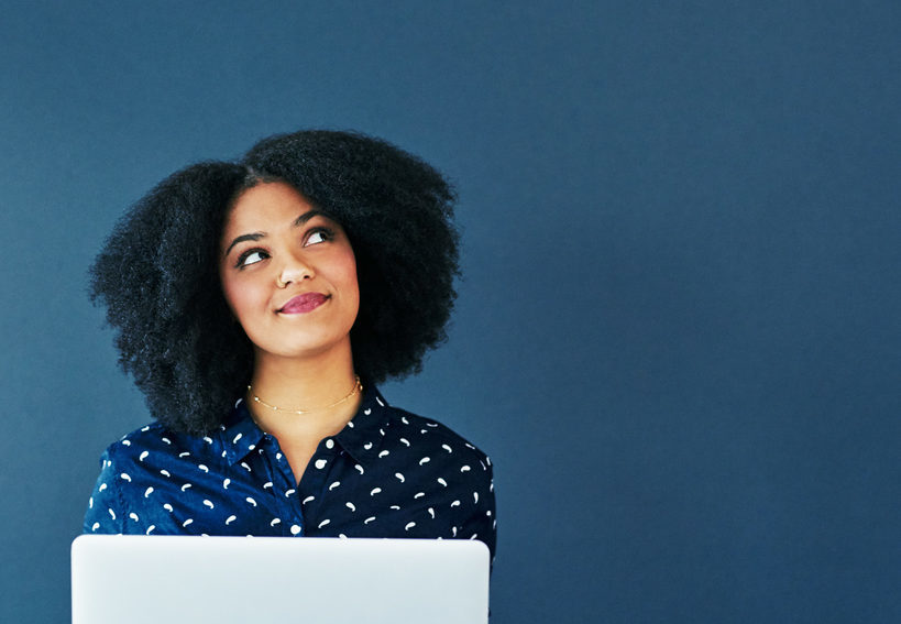 woman considering custom website design